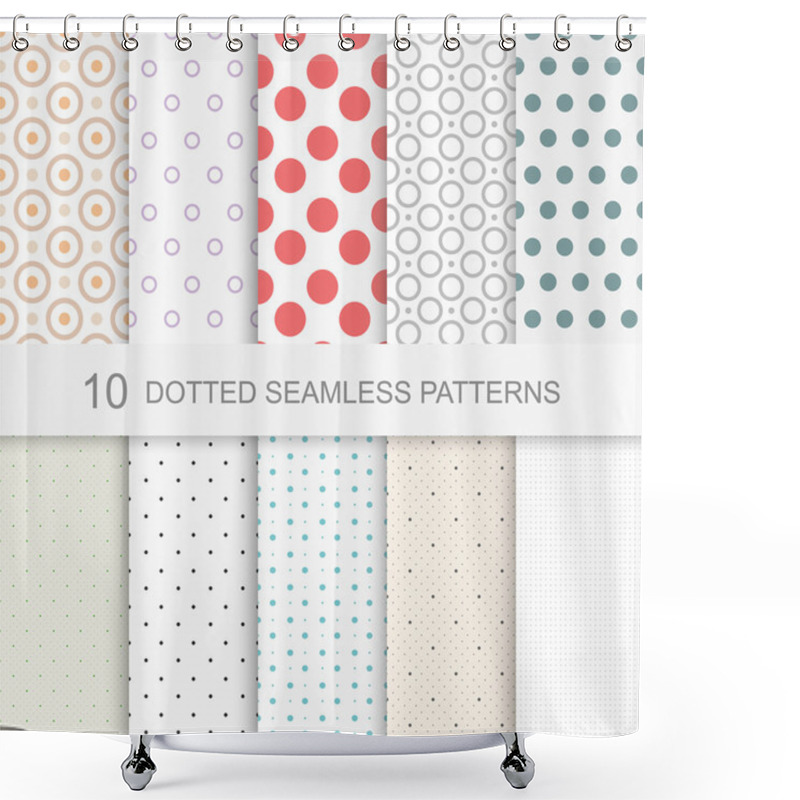 Personality  10 Dotted Seamless Vector Patterns Shower Curtains