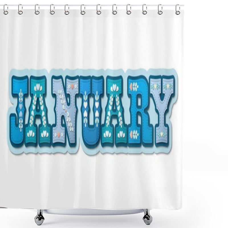 Personality  January, Illustrated Name Of Calendar Month, Illustration Shower Curtains