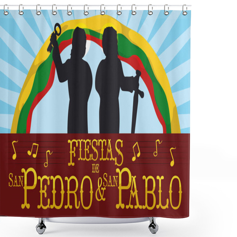 Personality  Saints Peter And Paul Silhouettes For Traditional Colombian Feast Days, Vector Illustration Shower Curtains