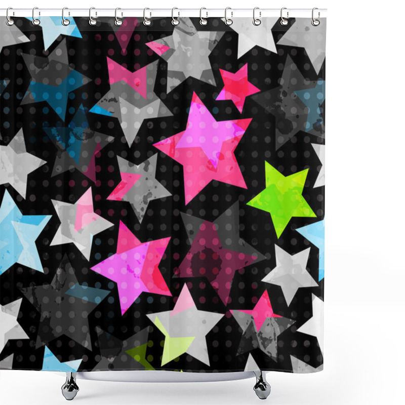 Personality  Abstract Grunge Stars Seamless Shower Curtains