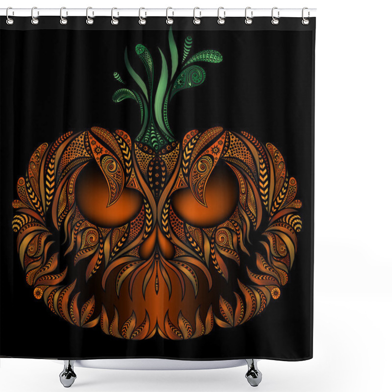 Personality  Fiery Pumpkin Ominously Laughing Smile For Halloween 2016 Shower Curtains