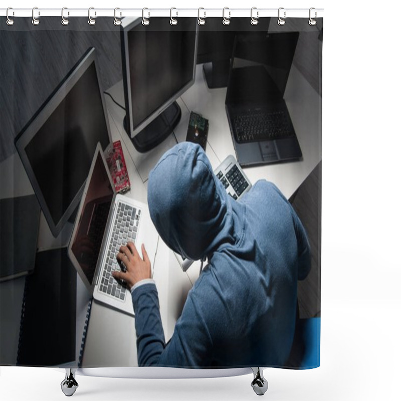 Personality  Hacker Hacking Computer At Night Shower Curtains