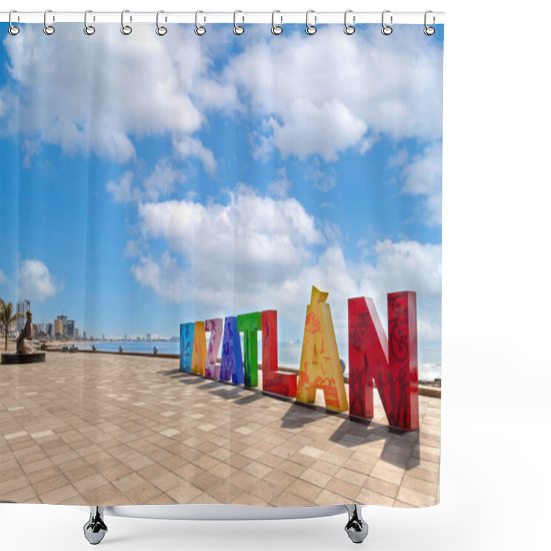 Personality  Big Mazatlan Letters At The Entrance To Golden Zone Zona Dorada , A Famous Touristic Beach And Resort Zone In Mexico Shower Curtains