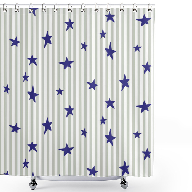 Personality  Stars And Stripes Seamless Vector Pattern. Baby Bed Linen Repeat Background For Print. Shower Curtains