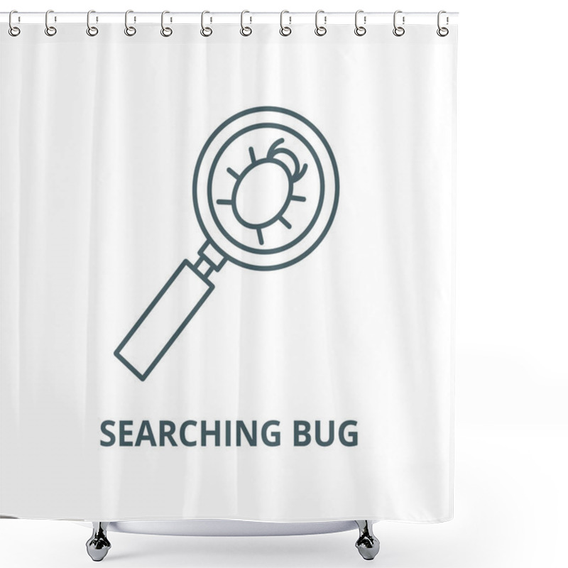 Personality  Searching Bug Vector Line Icon, Linear Concept, Outline Sign, Symbol Shower Curtains