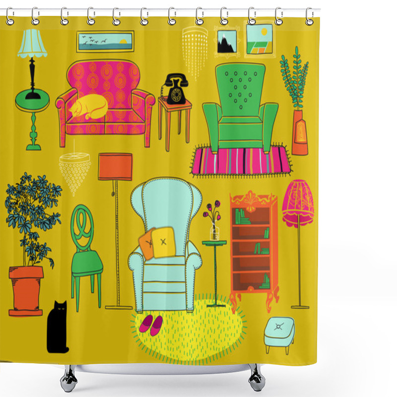 Personality  Doodle Furniture And Home Accessories Shower Curtains