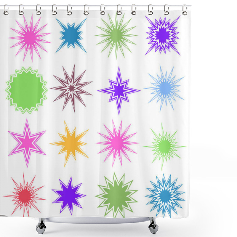 Personality  Set Of 16 Starburst Shapes Shower Curtains