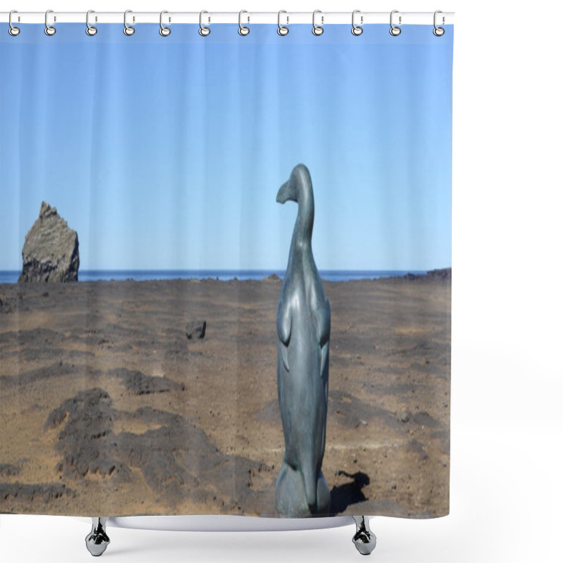 Personality  Great Auk Sculpture Facing Eldey Island Shower Curtains