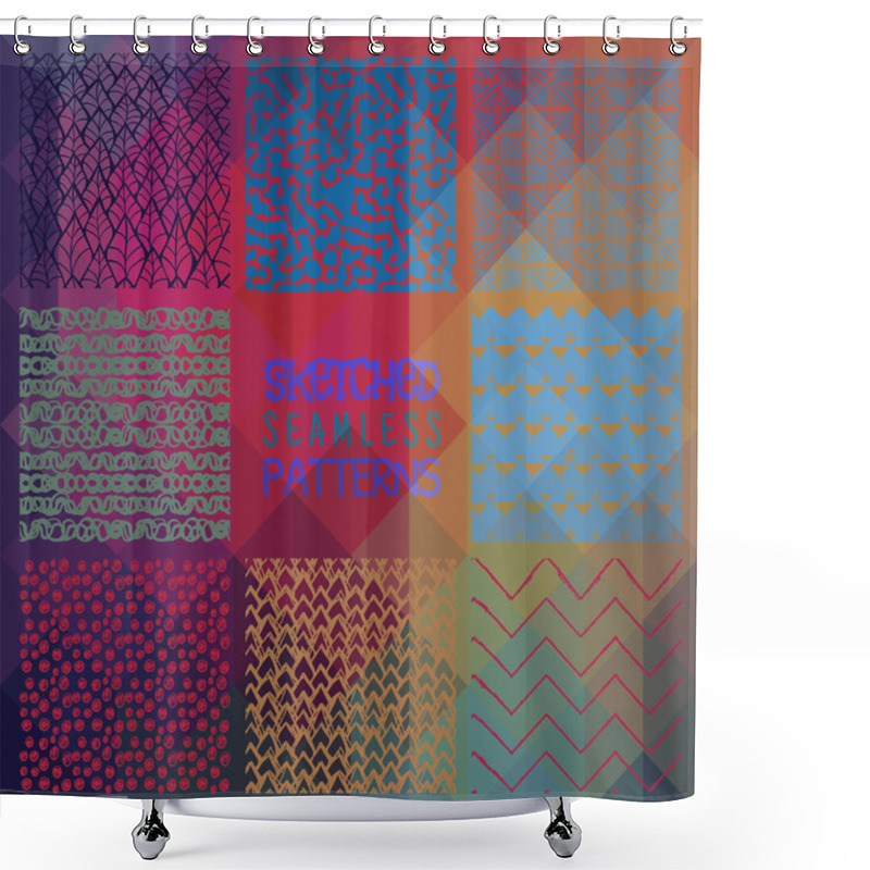 Personality  Abstract Seamless Patterns On Triangular Background Shower Curtains