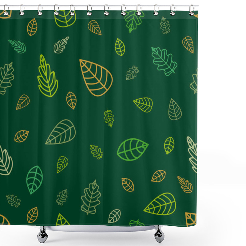 Personality  Green And Golden Leaves On Emerald Background. Shower Curtains