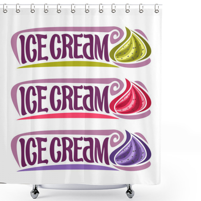 Personality  Vector Labels For Ice Cream Shower Curtains