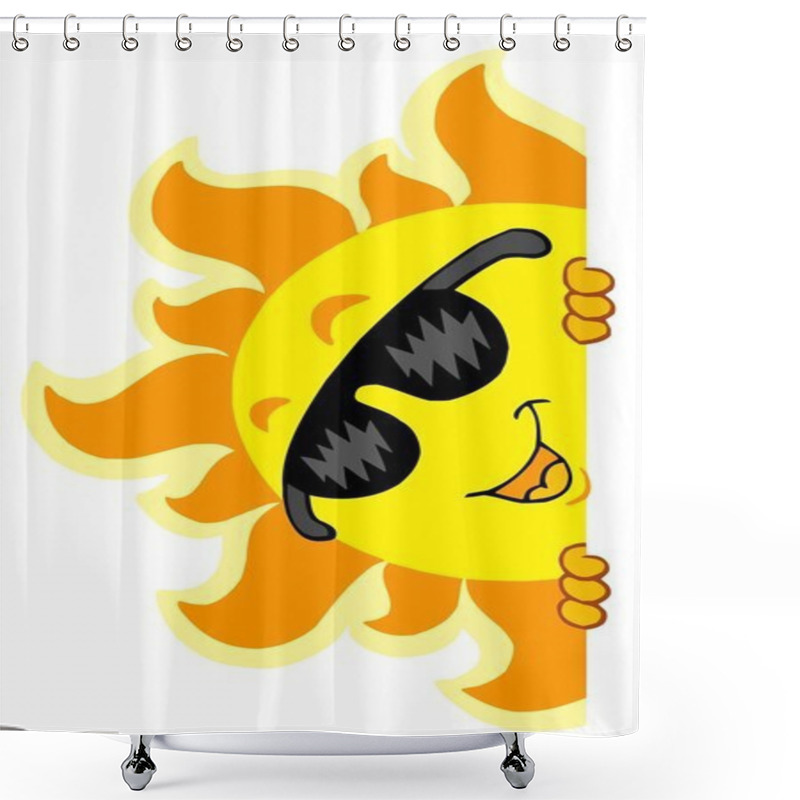 Personality  Lurking Sun With Sunglasses Shower Curtains