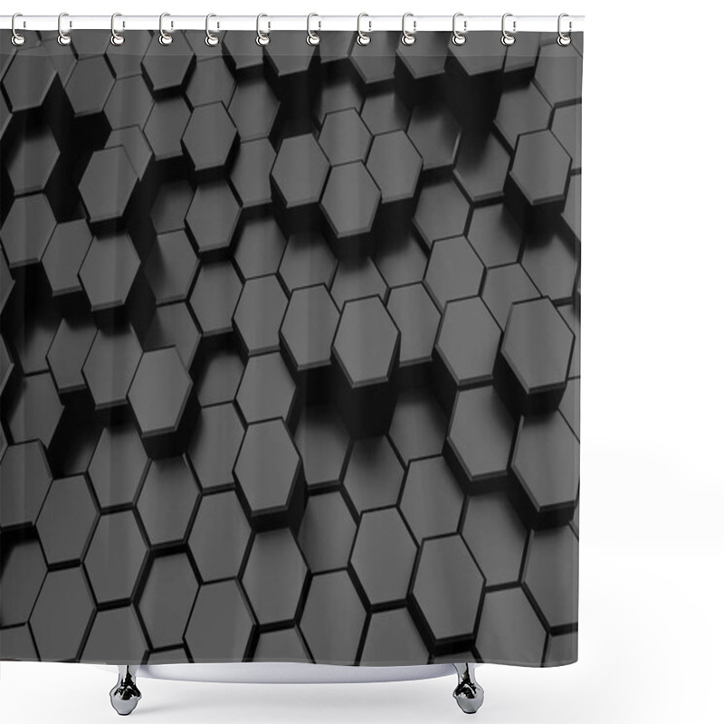 Personality  Black Hexagon Pattern - Honeycomb Concept Shower Curtains