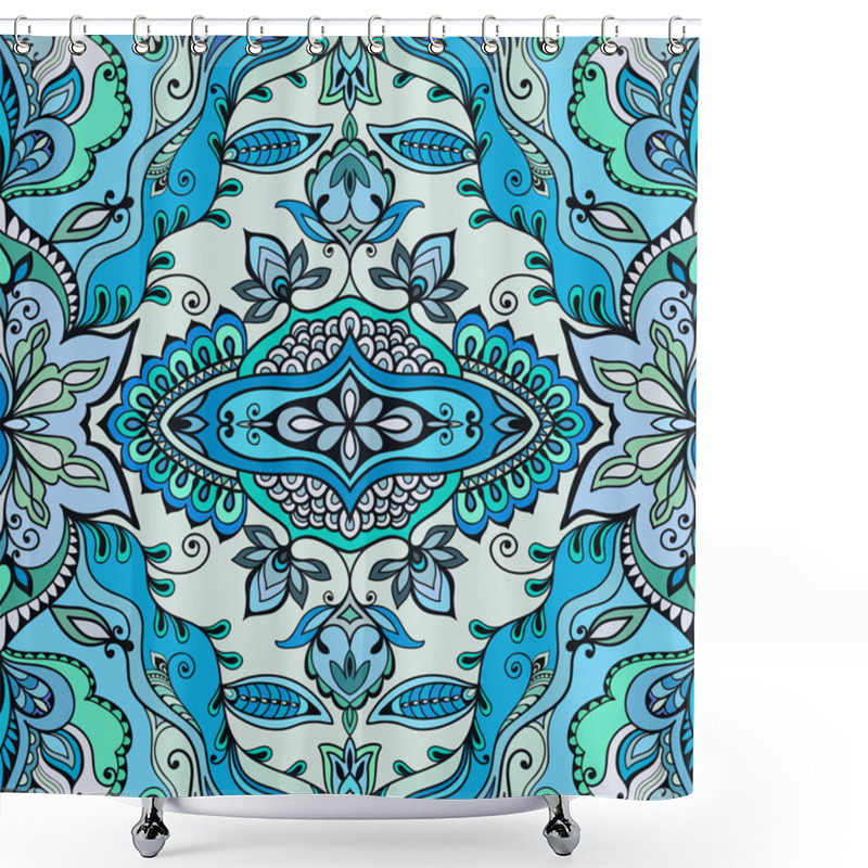 Personality  Vector Floral Geometric Seamless Pattern, Ethnic Ornament Shower Curtains