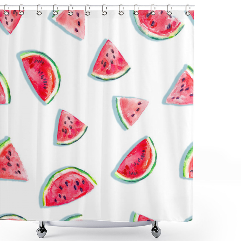 Personality  Seamless Fresh Juicy Ripe Watermelon Slices Pattern Shower Curtains