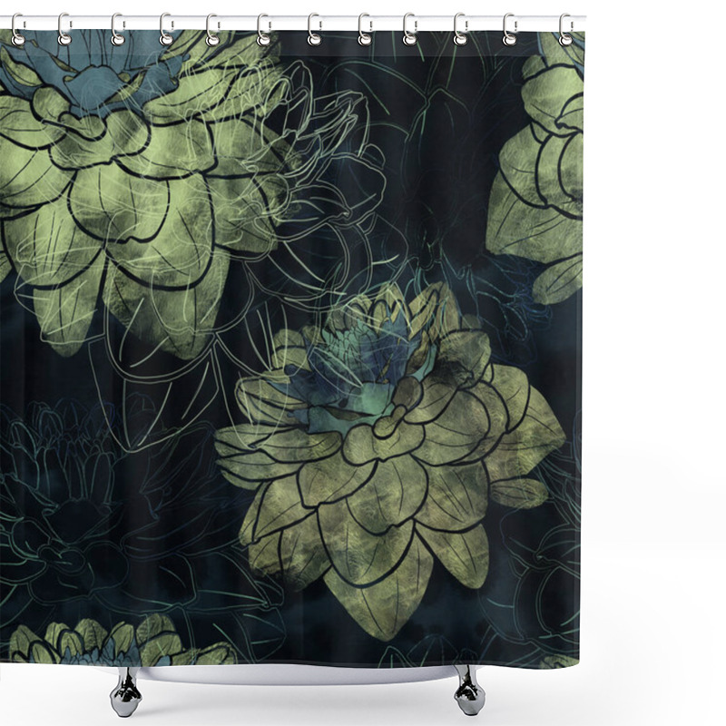 Personality  Seamless Pattern With Flowers Of Dahlia. Shower Curtains