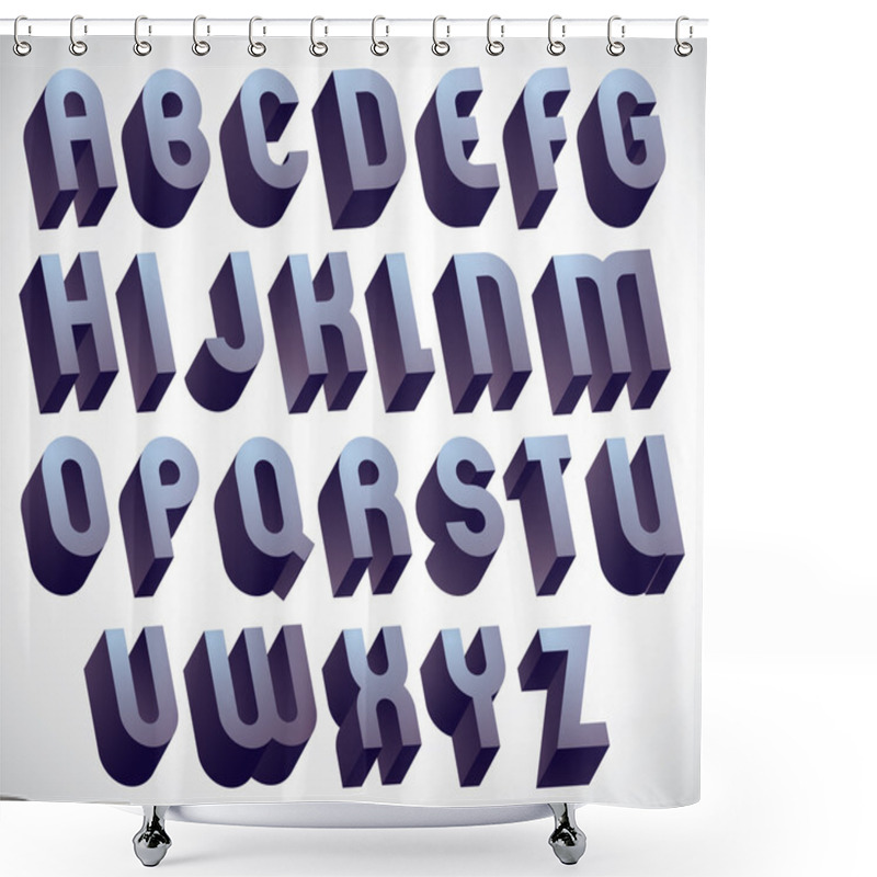 Personality  3d Bold And Big Font, Monochrome Dimensional Alphabet Made With  Shower Curtains