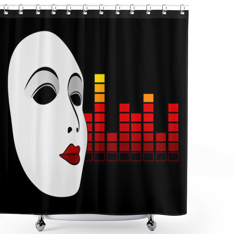 Personality  White Mask And Digital Equalizer Background Shower Curtains