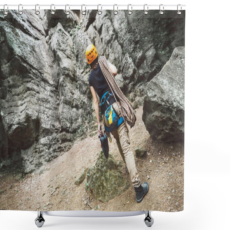 Personality  Woman With Climbing Equipment Shower Curtains