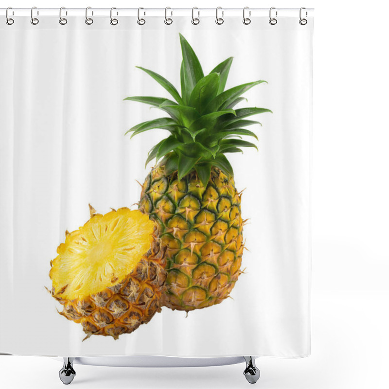 Personality  Ripe Pineapple Is Tropical Fruit Isolated On White Background. Shower Curtains