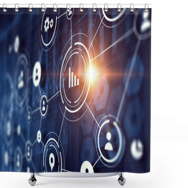 Personality  Social Networking Scheme . Mixed Media Shower Curtains