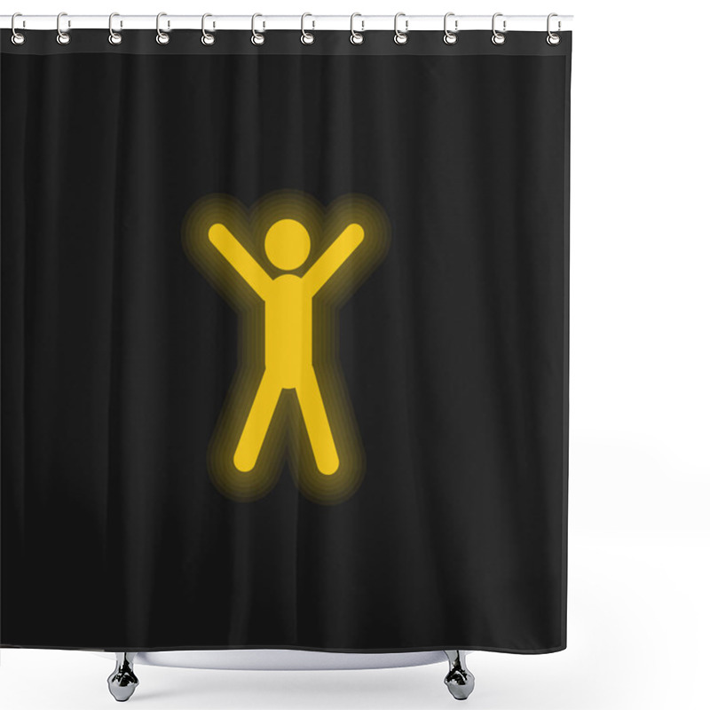 Personality  Arms Up Yellow Glowing Neon Icon Shower Curtains