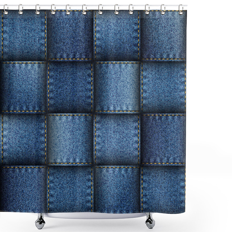 Personality  Jeans Patchwork Background. Shower Curtains