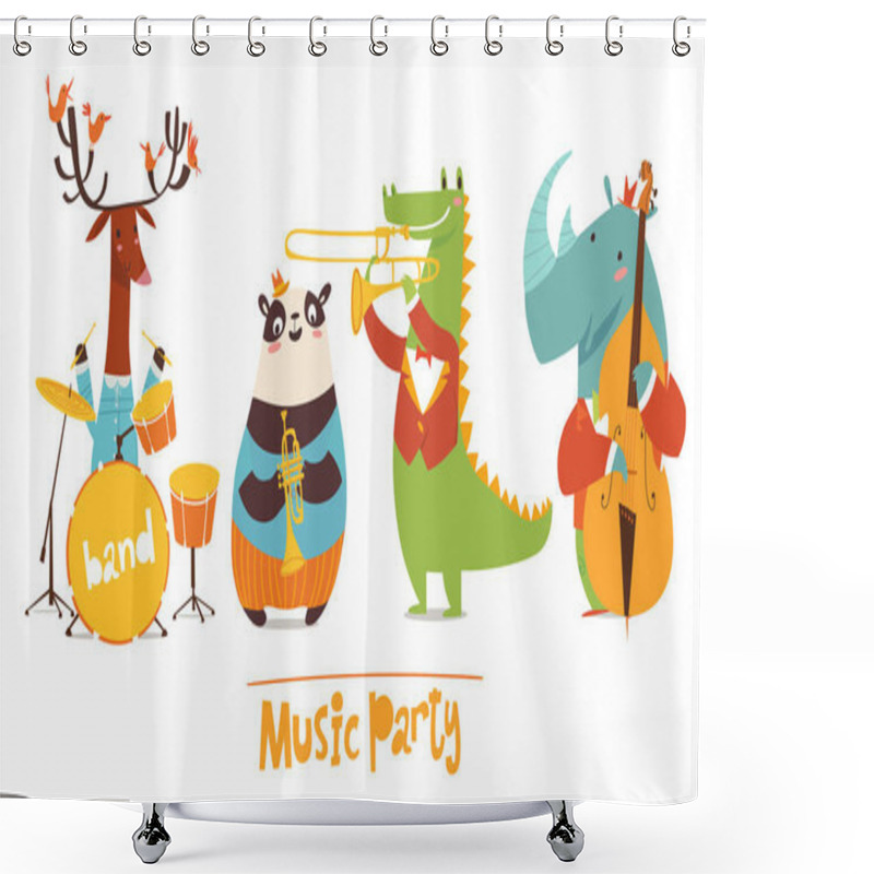 Personality  Music Party , Wild Animals Cartoon  Shower Curtains