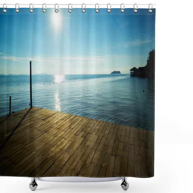 Personality  Silhouette Wooden Jetty  Shower Curtains