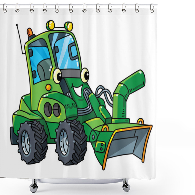 Personality  Funny Small Snowthrower Car With Eyes And Mouth Shower Curtains