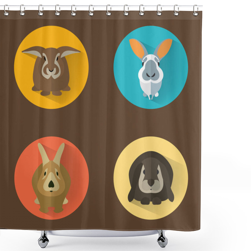 Personality  Animal Portrait Set With Flat Design Shower Curtains