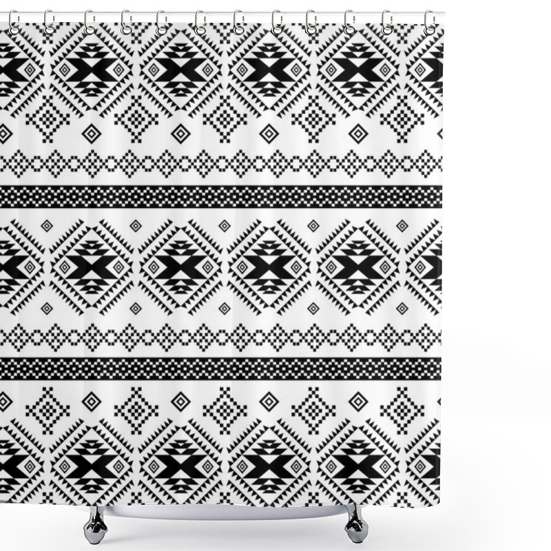 Personality  Seamless Ethnic Pattern Background With Geometric Aztec, Maya, Peru, Mexican, Tribal, American, Indian Elements.Seamless Textile Pattern Shower Curtains