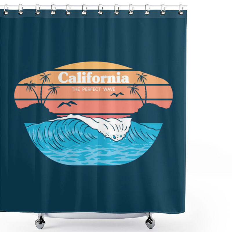 Personality  California Wave Print  Shower Curtains