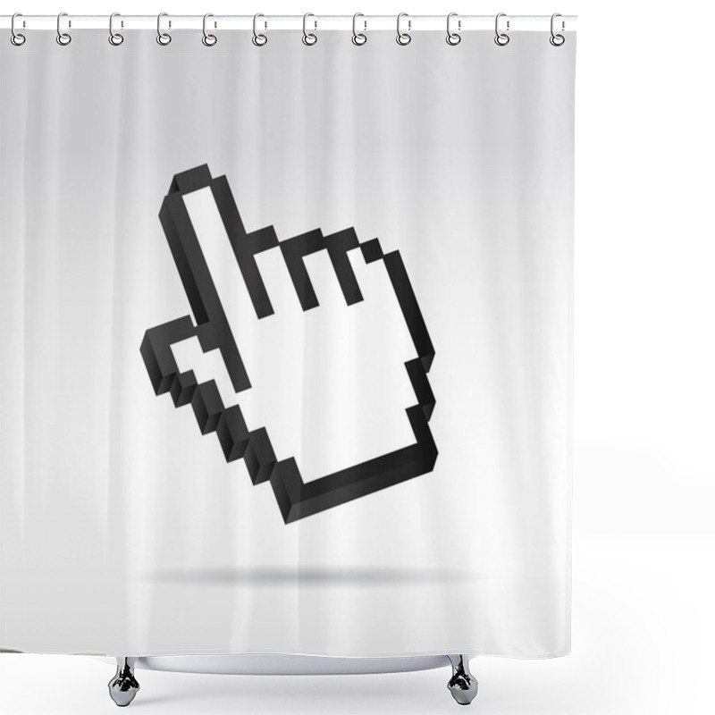 Personality  White Pixel 3D Vector Mouse Cursor Hand Shower Curtains