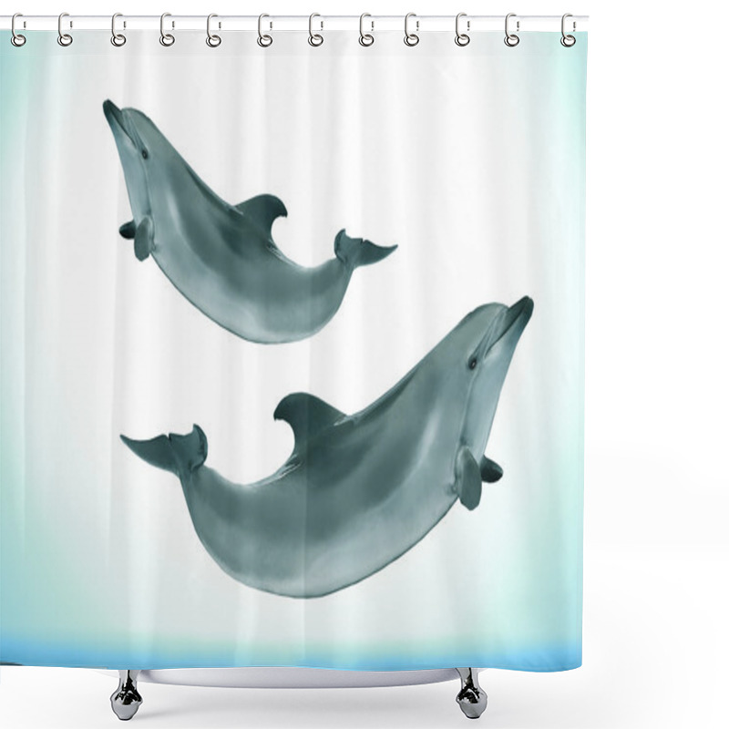 Personality  Dolphins Jumping Out The Sea Shower Curtains