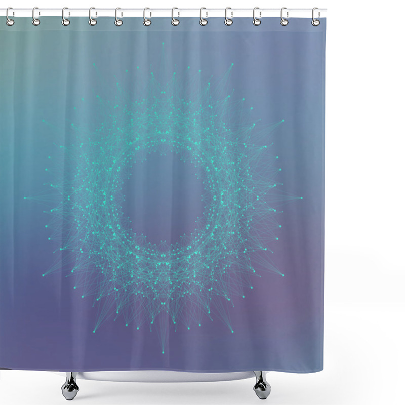 Personality  Geometric Abstract Form With Connected Line And Dots. Graphic Background For Your Design.  Vector Illustration Shower Curtains