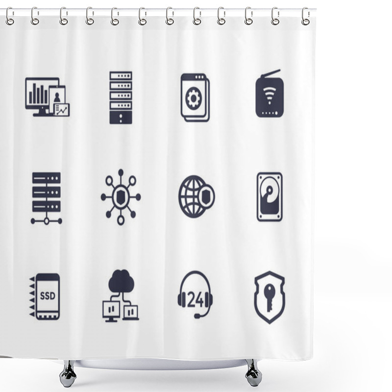 Personality  Hosting, Servers, Network, Data Storage Icons Shower Curtains