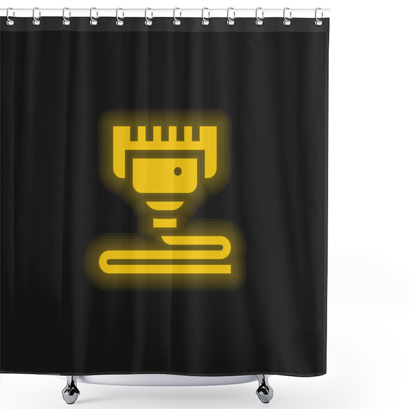 Personality  3d Print Yellow Glowing Neon Icon Shower Curtains