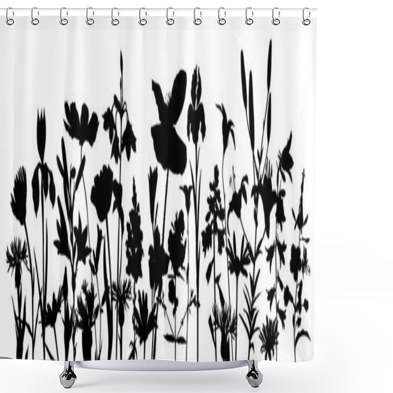 Personality  Vector Drawing Poppy Flowers Shower Curtains