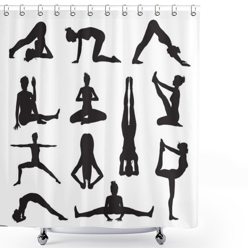 Personality  Yoga Or Pilates Poses Silhouettes Shower Curtains