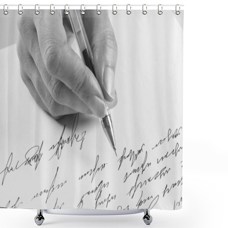 Personality  Woman Writes A Handwritten Letter Shower Curtains