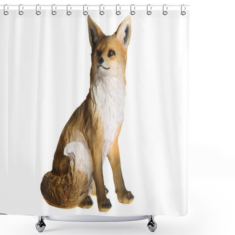 Personality  Fox Figurine. White Background Shower Curtains