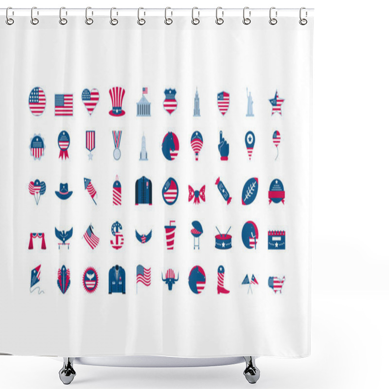 Personality  Isolated Usa Icon Set Vector Design Shower Curtains