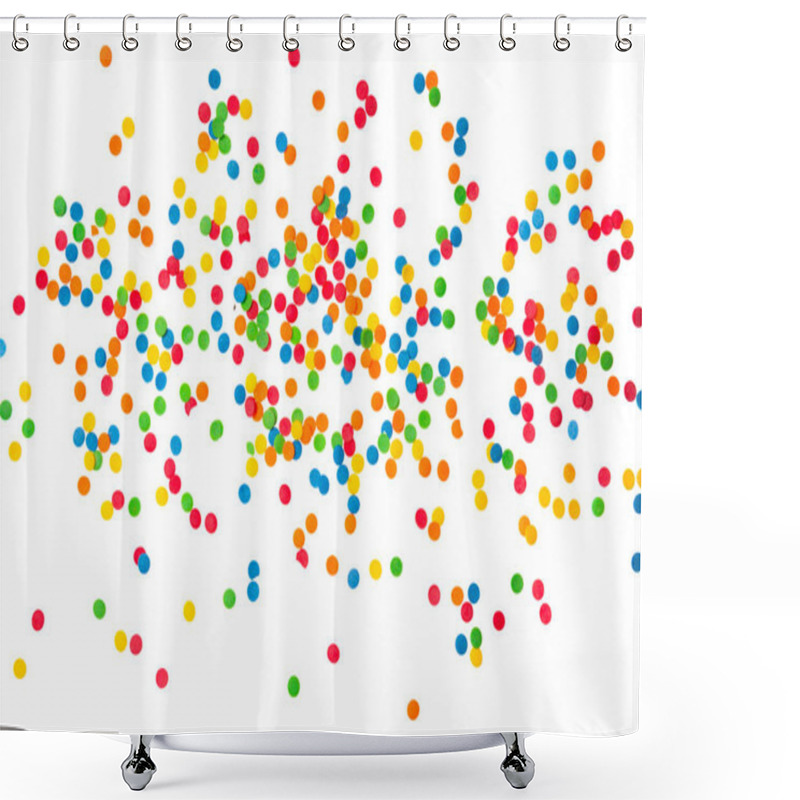 Personality  Sugar Sprinkle Dots Hearts, Decoration For Cake And Bakery, As A Background. Isolated On White. Shower Curtains