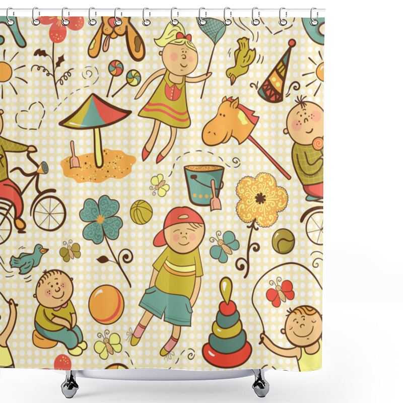 Personality  Children Play With Toys Shower Curtains