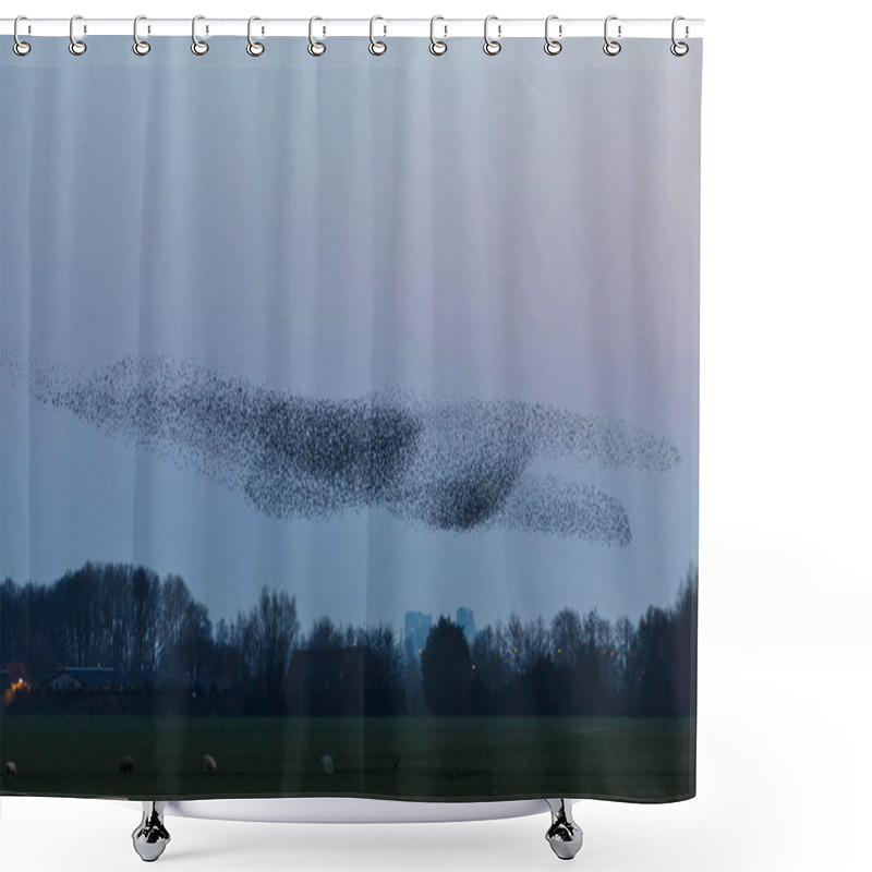 Personality  He Murmurations Of Starlings On Sunset  Shower Curtains