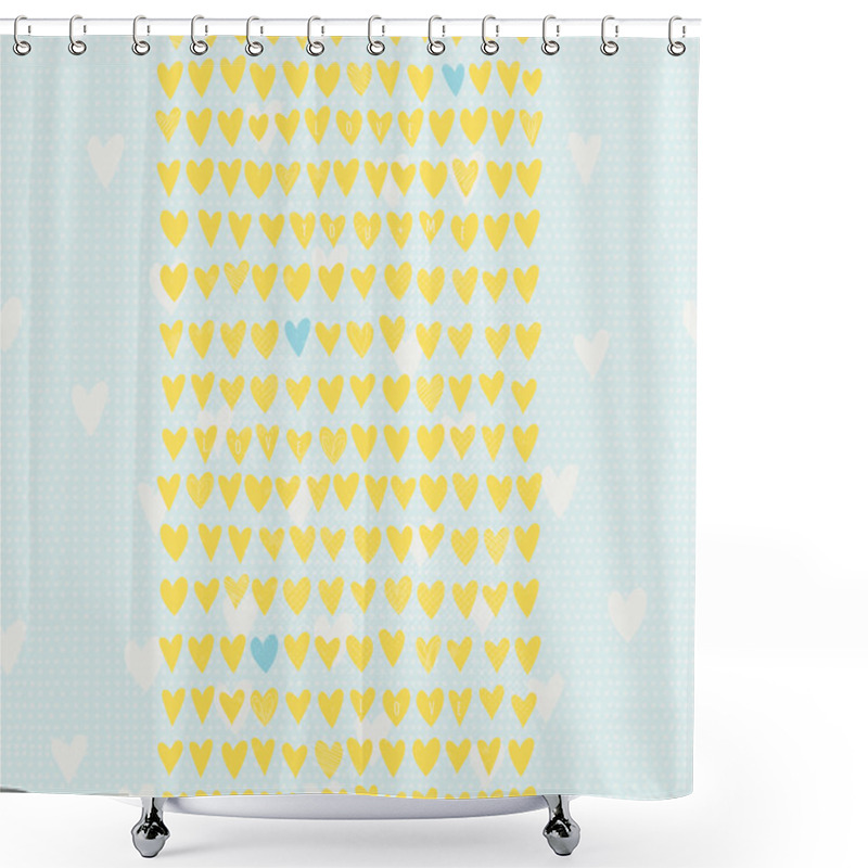 Personality  Romantic Seamless Pattern With Small Hand Drawn Hearts Shower Curtains