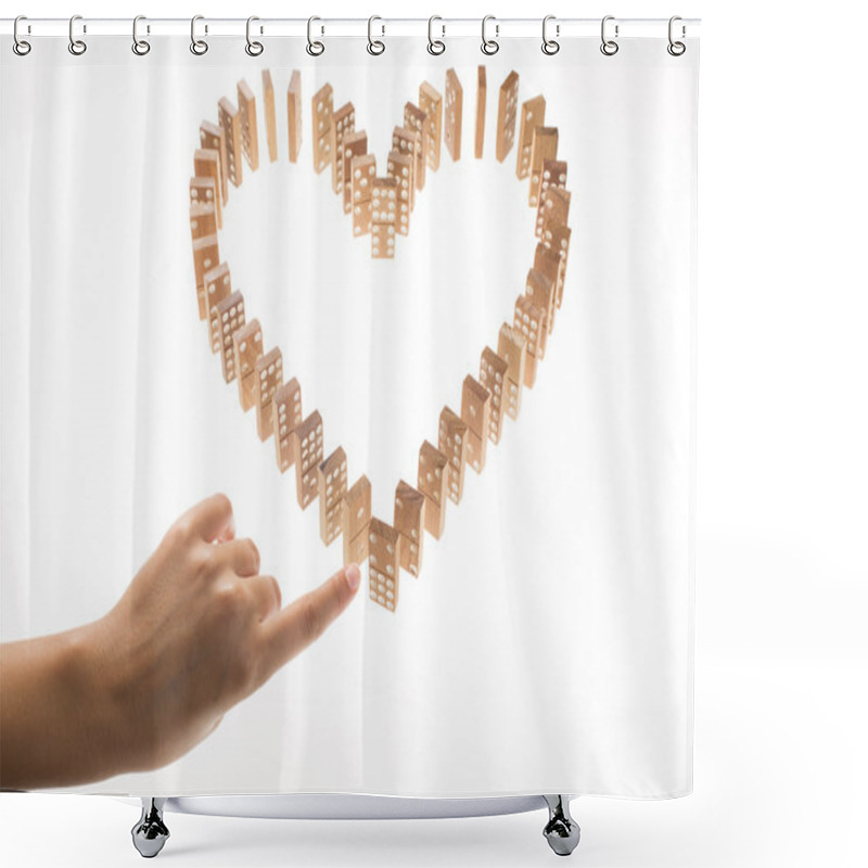 Personality  Heart Shaped Domino Rally Falling Shower Curtains