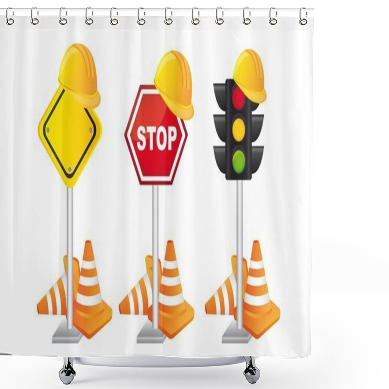 Personality  Construction Signs Shower Curtains