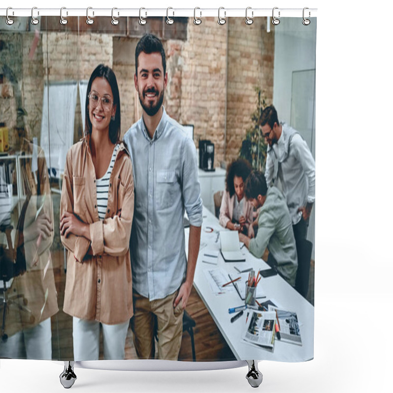 Personality  Young Business People In Office Shower Curtains